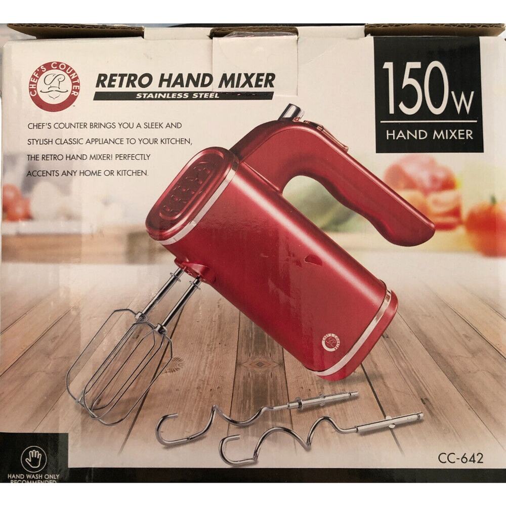 Chef's‎ Counter Retro Hand Mixer Handheld Stainless Steel 150 Watt